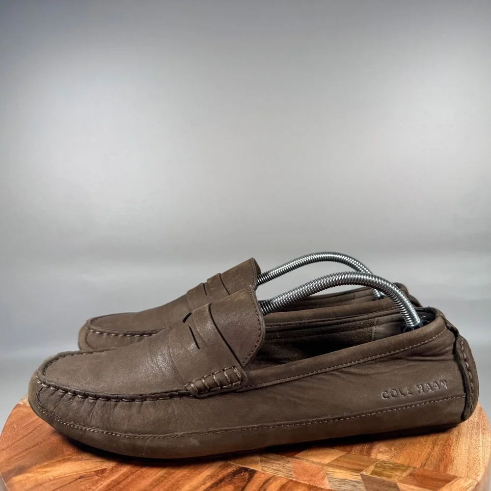 Cole Haan Mens Brown Leather Penny Loafer Driving Mocs C35780 Size 10.5 M